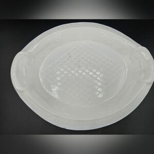 EAPG Milk Glass 1930's Give Us This Day Our Daily Bread Serving Plate Tray Wheat